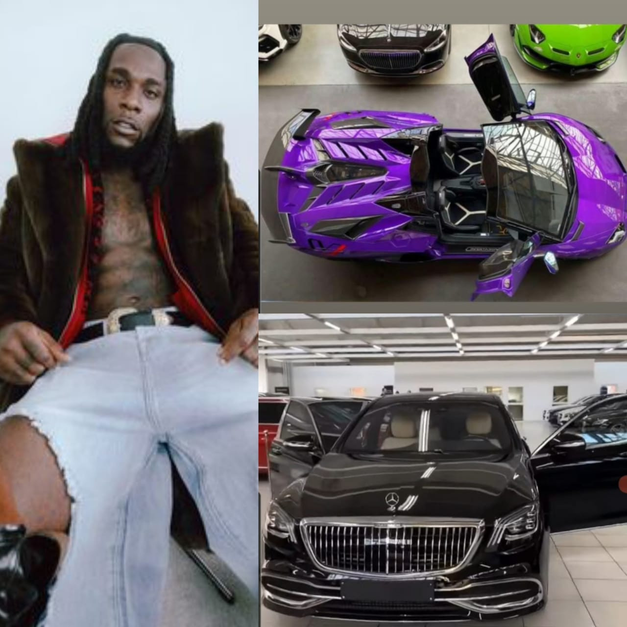 Singer BurnaBoy displays his new possessions, including a $1 million Lamborghini Aventador SVJ and a Maybach (pictures/video).