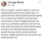 Nigerian woman explains her situation: "My parents do not want me to marry the father of my child because he is a mechanic."